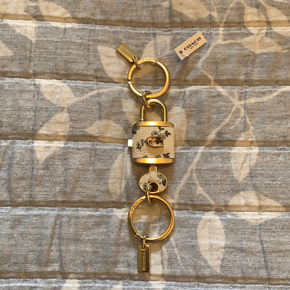 COACH Double Lock Floral Key Chain